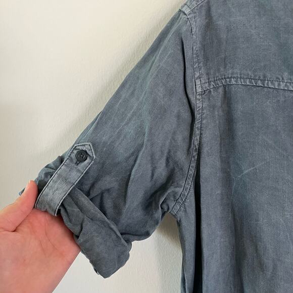 Cloth & Stone Distressed Lace Up Tunic Shift Dress Sz M Tencel Lyocell Casual - Picture 8 of 11